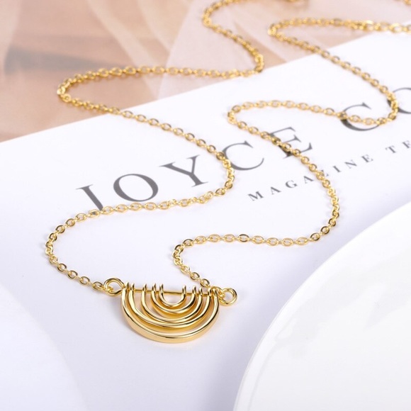 Jewelry - COPY - Gold multi layered half circle pendant necklace